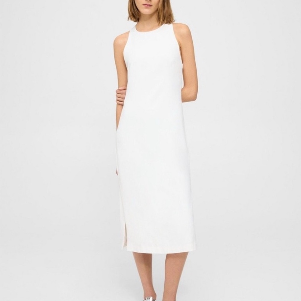Theory White Fluid Ottoman Midi Dress